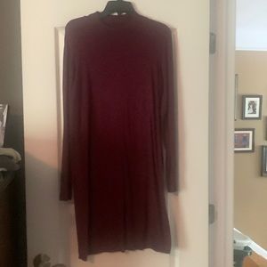 Dark purple mock turtleneck sweater dress